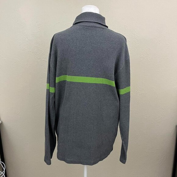 Grey and green striped y2k turtleneck sweater - Picture 4 of 8